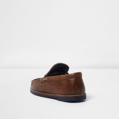 Mini boys brown leather loafers